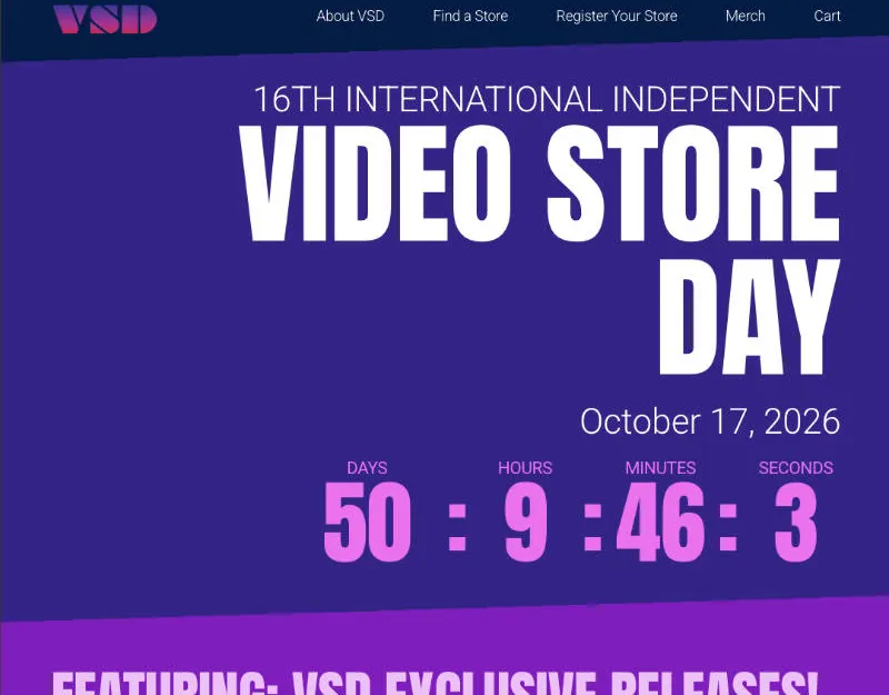 Screenshot of the videostoreday.com website
